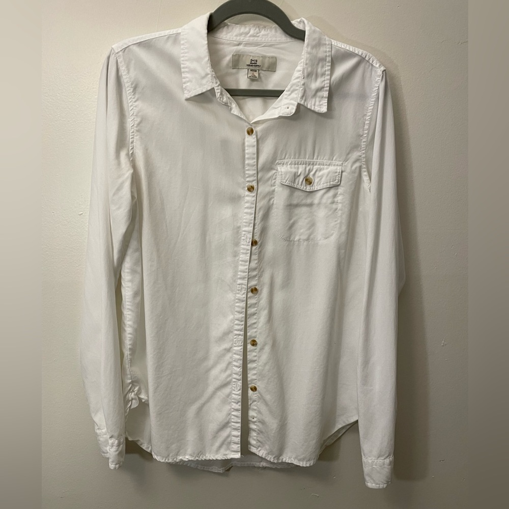 Euc: Thread Supply White Button Down Blouse - image 1